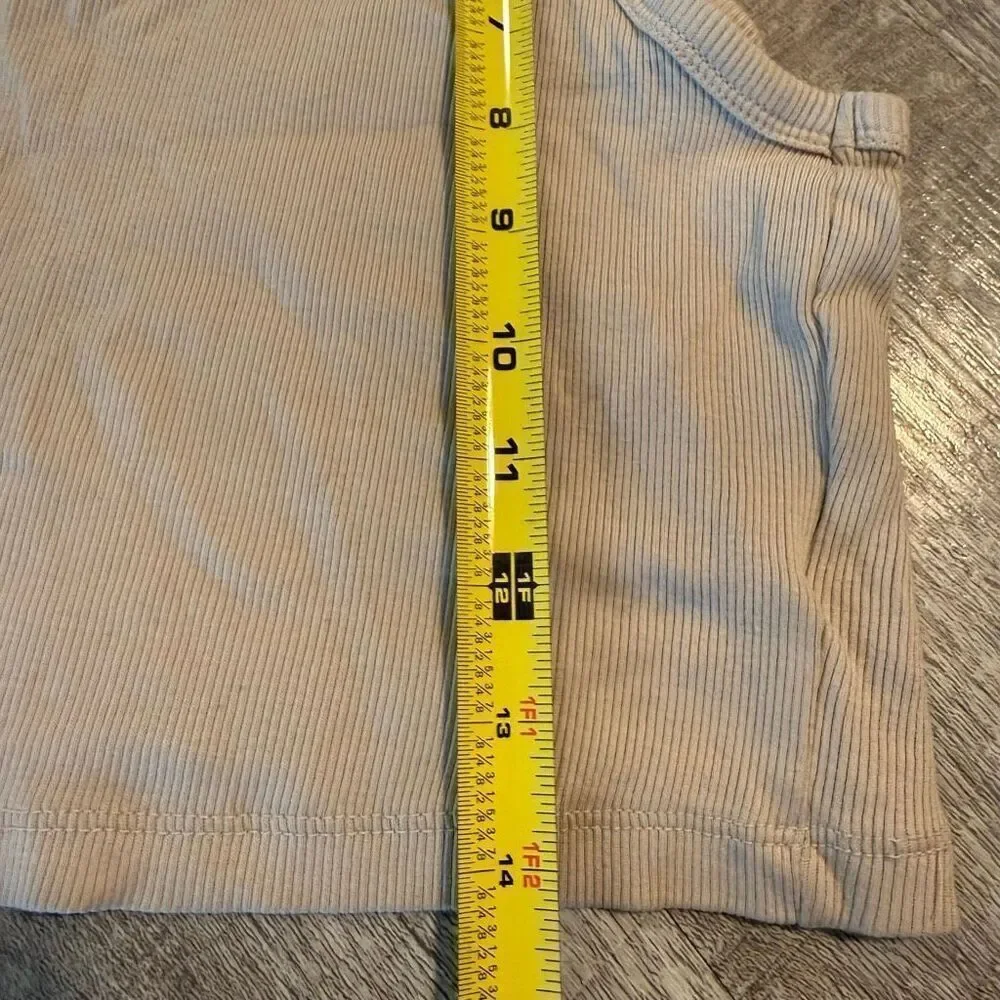 H&M Tan Ribbed Thermal Tank Top Cropped Small